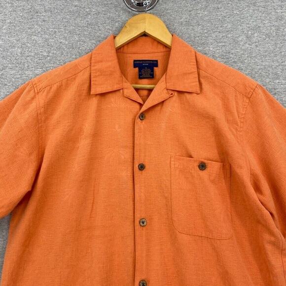Gordon Shirt Mens Medium Orange Button Up Short Sleeve Pocket Collared - Picture 4 of 13
